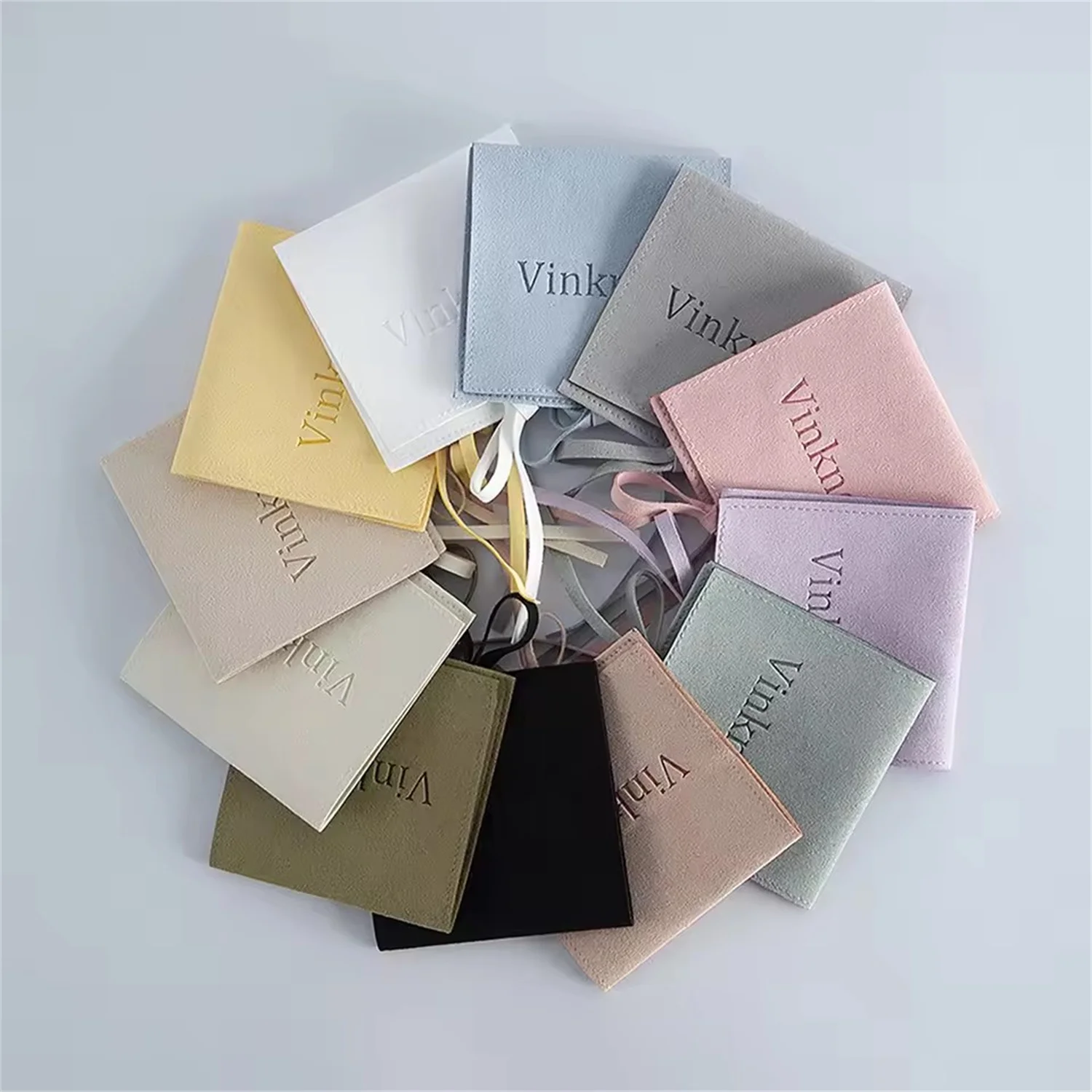 100Pcs Microfiber Jewelry Gift Bag Light Blue Candy Soap Oil Perfume USB Disk Lipstick Eyelash Storage Pouch DIY Box Accessories