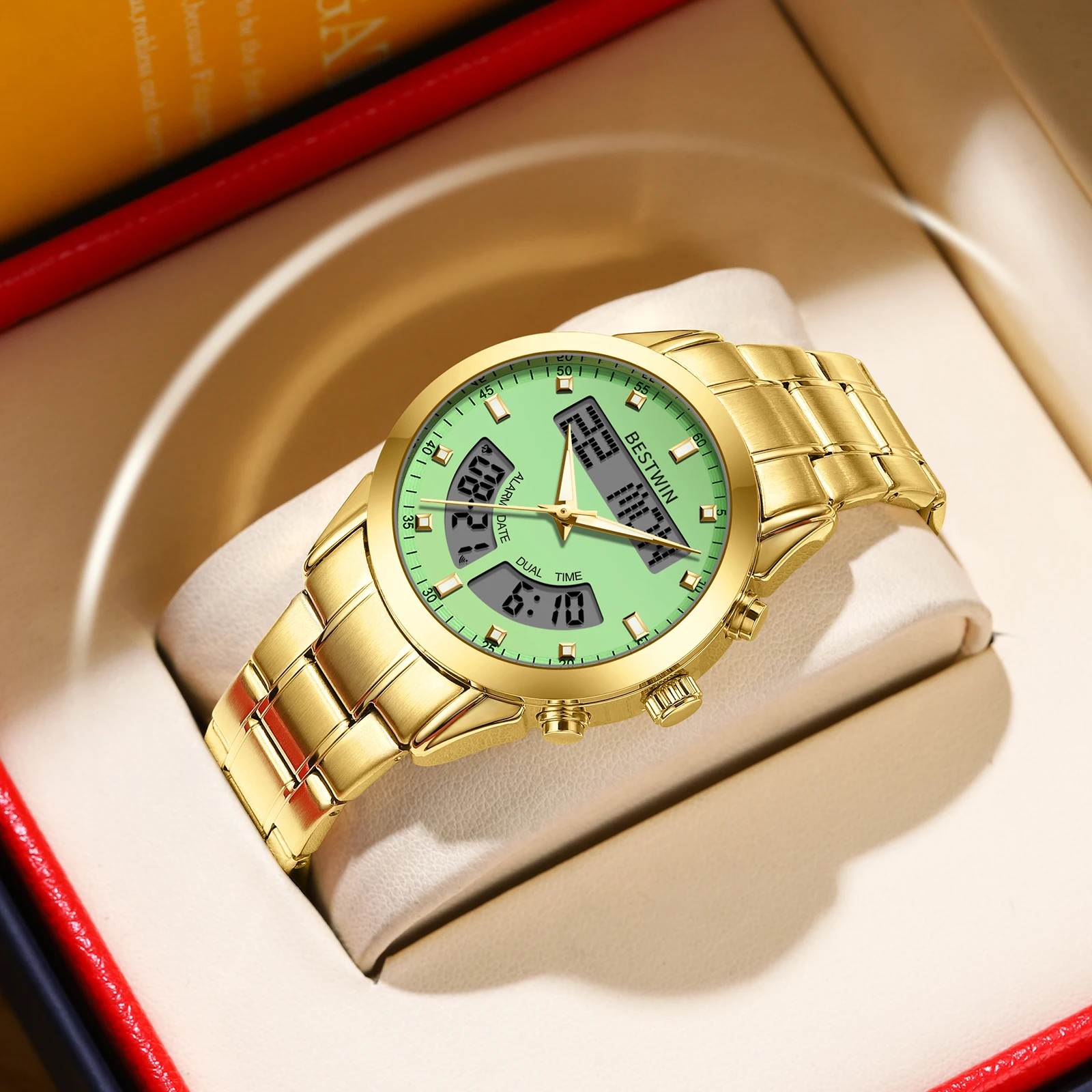 

Fashion men's multifunctional electronic watch high-grade stainless steel bright strap luminous waterproof calendar men's watch