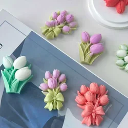 Tulip Fondant Flower Baking Mold DIY Simulation Flower Car Fragrance Stone Plaster Silicone Mold