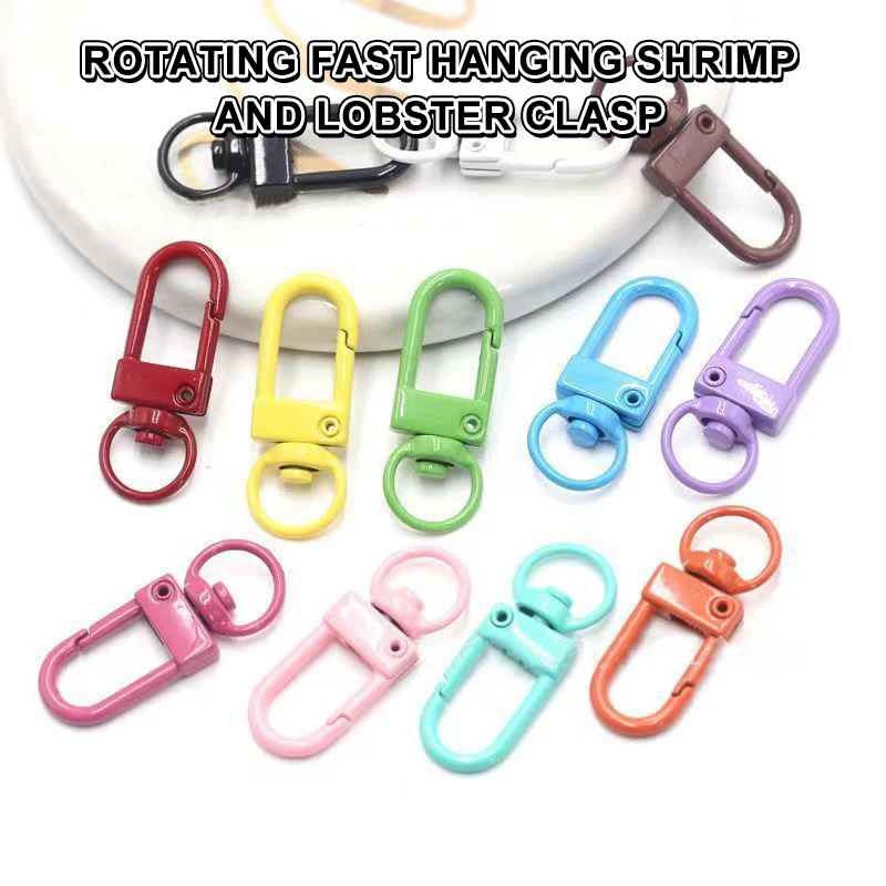 10pcs Mix Candy Color Snap Rotating Lobster Clasp Hooks Metal Plated DIY Jewelry Making Accessories For Keychain Handbags