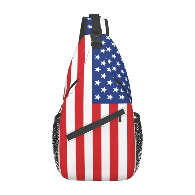 USA American Flag Crossbody Sling Backpack Men Custom United States US Stars Chest Shoulder Bag for Cycling Camping Daypack