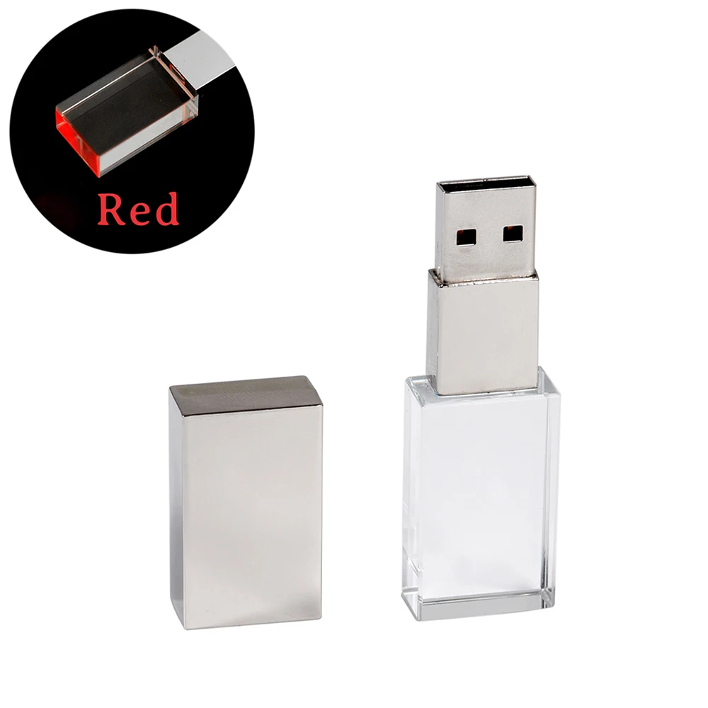 Jaster USB-Flash-Laufwerk 2,0 mit LED-Kristalls ticks 4GB 16 GB 32GB 64GB 128GB transparentes Glas Geschenk Pen drive (kein individuelles Logo) 7