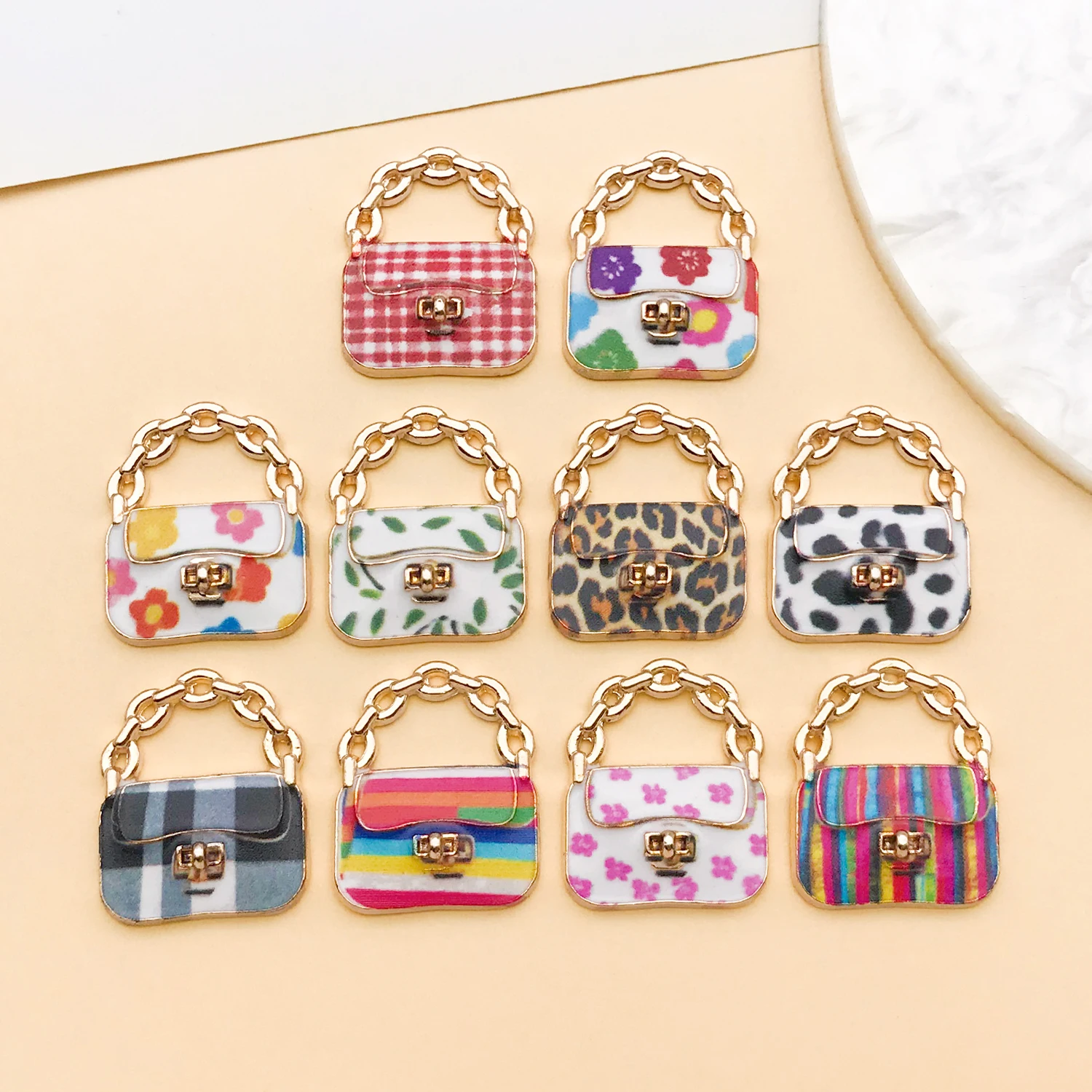 5/10pcs 20x16mm Colorful Enamel Handbag Charms Pendants For DIY Necklace Bracelet Earring Jewellery Making Keychain Accessories