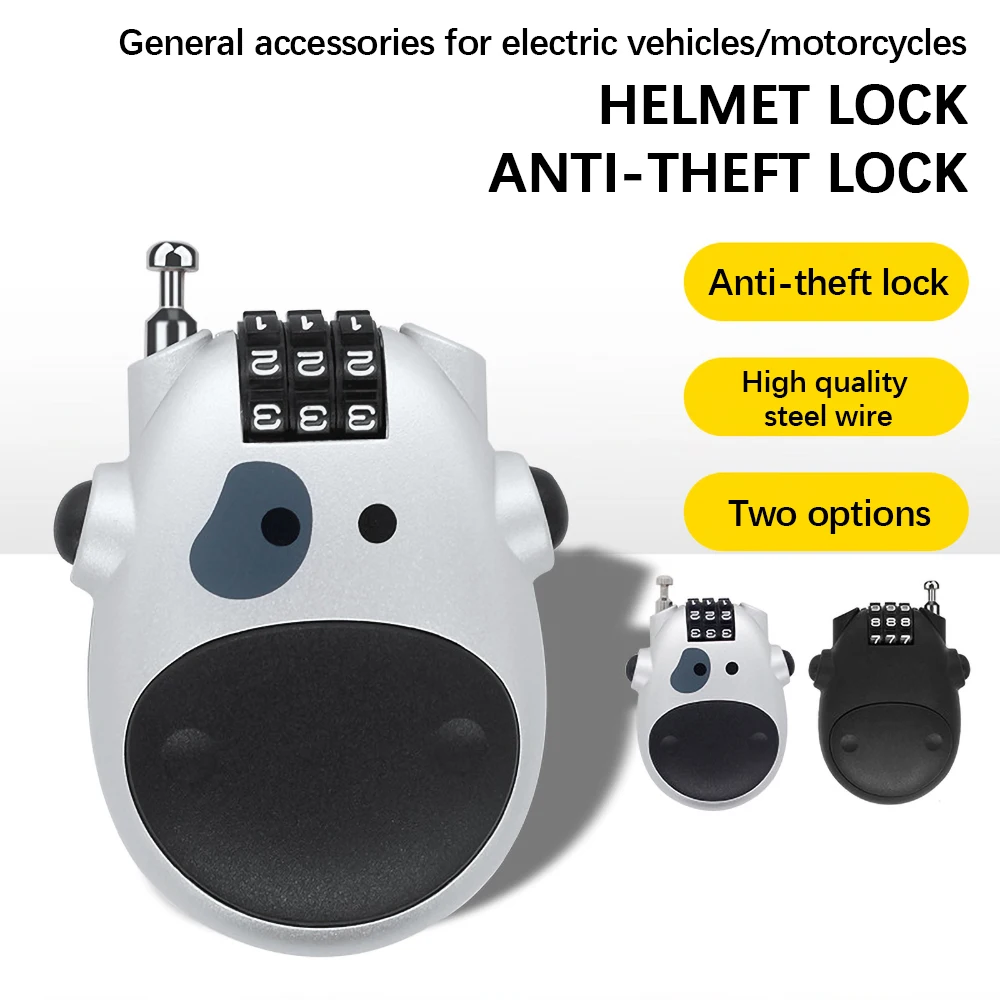 Mini Black Helmet Lock Resettable Combination Travel Baggage Lock Bicycle Helmet Highprecision Code Wheel Password Lock for Bike