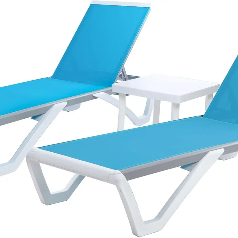 

Кресло-шезлонг для патио с ножками из алюминия и смолы — кресло с откидной спинкой для загара, пляжа и патио с набором столов (два)