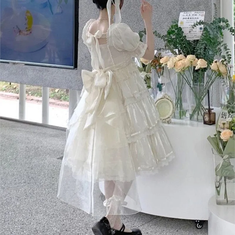 

French Style Female Birthday Party Little Dress Daily Wearable Engagement White for Women Summer