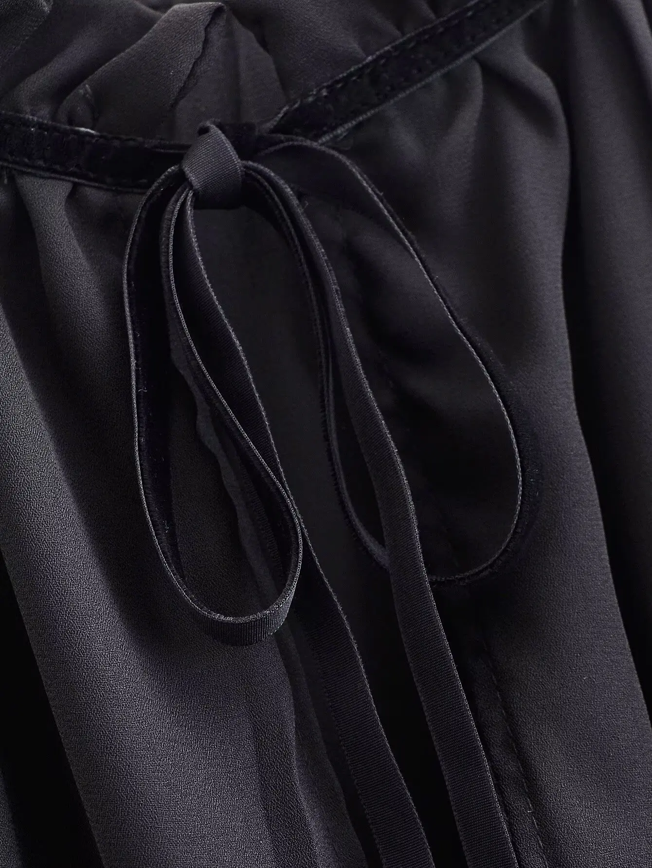 المرأة ربيع الخريف موضة س الرقبة بلوزة الإناث طويلة الأكمام القوس الدانتيل متابعة مطوي الديكور قميص سيدة سليم فضفاض بلوزة سوداء