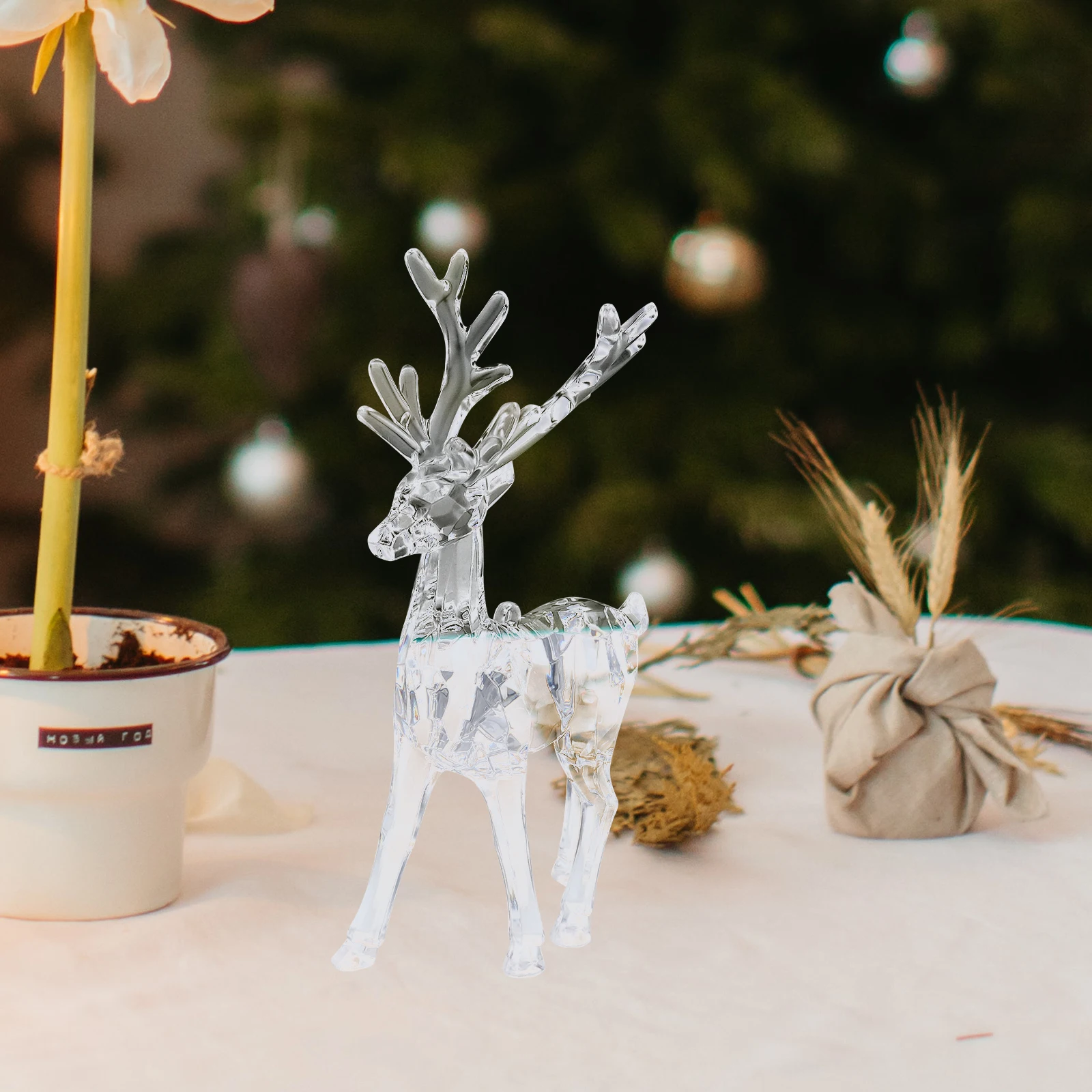 

2pcs Transparent Elk Acrylic Clear Christmas Elk Figurines Desktop Elk Ornaments Elk Statues Diy Christmas Ornaments Pendants