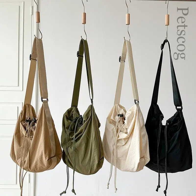 Borsa a tracolla da donna in Nylon di grande capacità con coulisse pieghettata da viaggio grande Tote Casual moda donna borse a tracolla per studenti