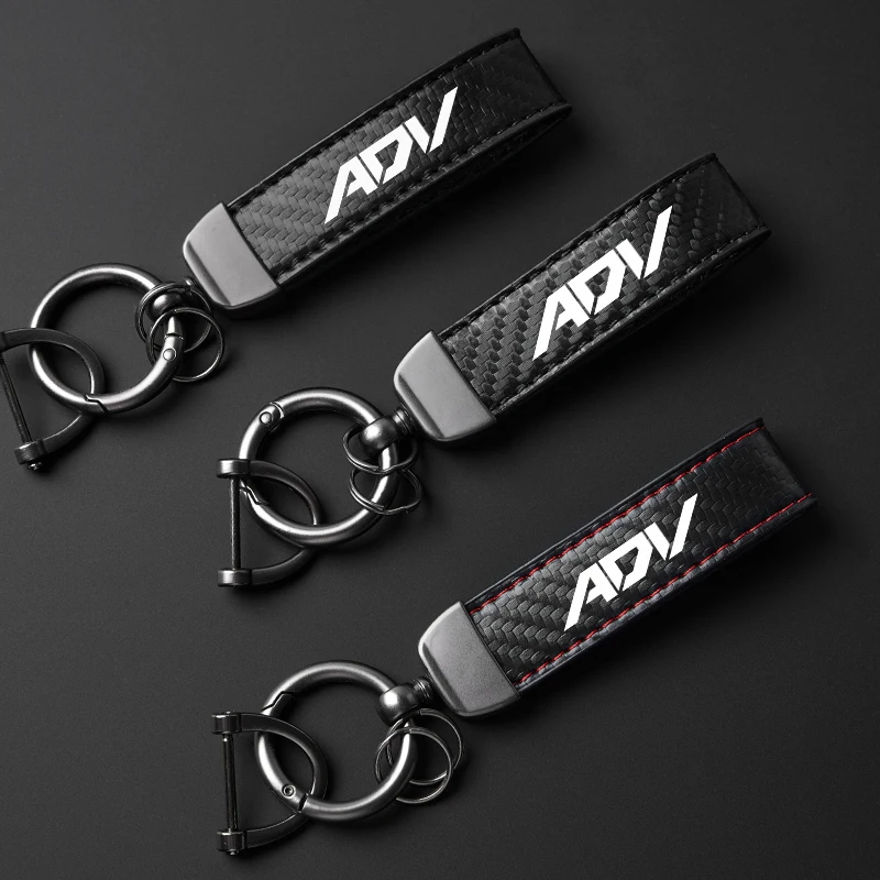 

For Honda ADV350 ADV 350 ADV 150 ADV150 High-Grade leather Carbon Fiber Motorcycle Accessories Keychain Holder Keyring