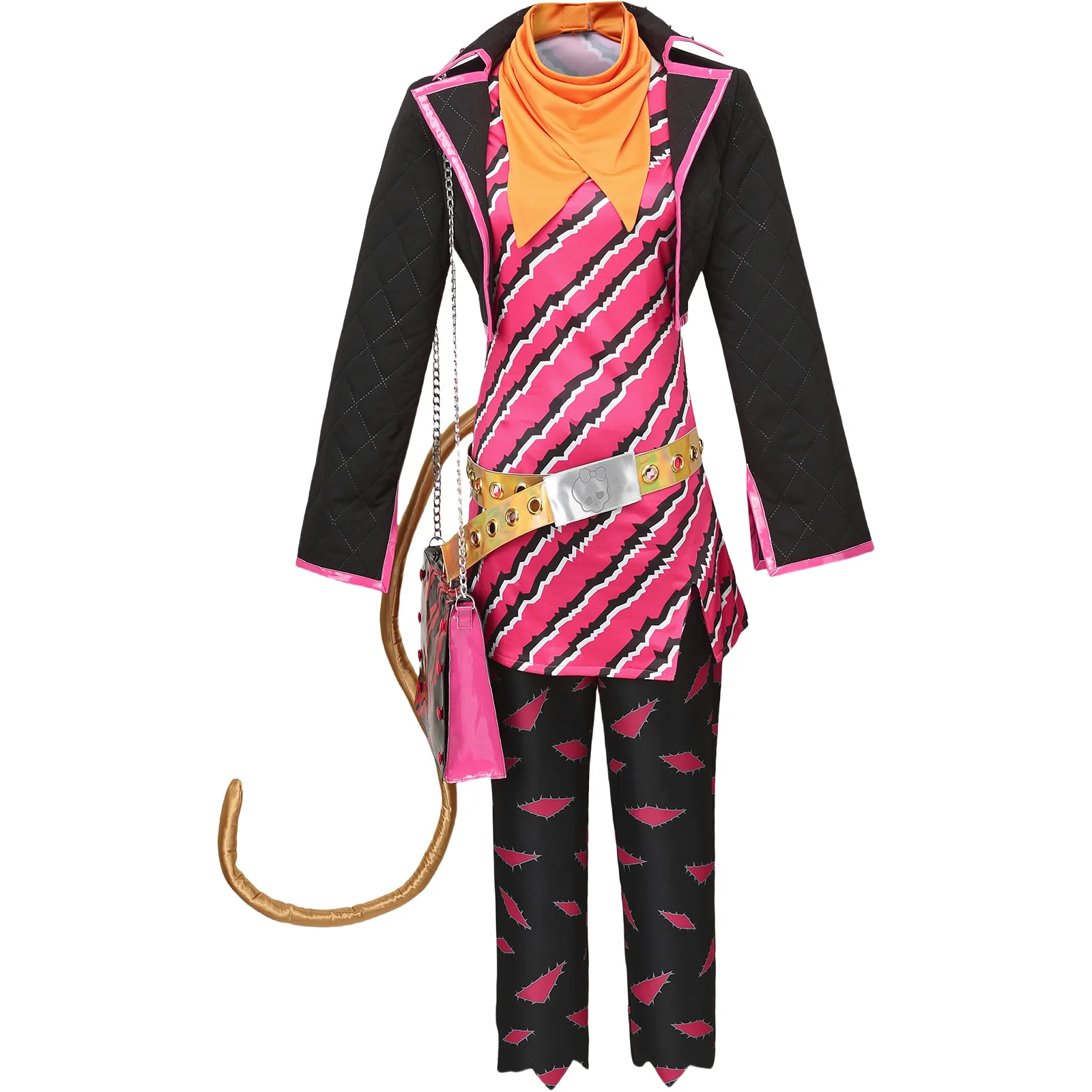 

Monster Toralei Stripe Cosplay Costume Girl Tiger Pattern Top Jacket With Headband Tail Uniform Halloween Carnival Party Outfit