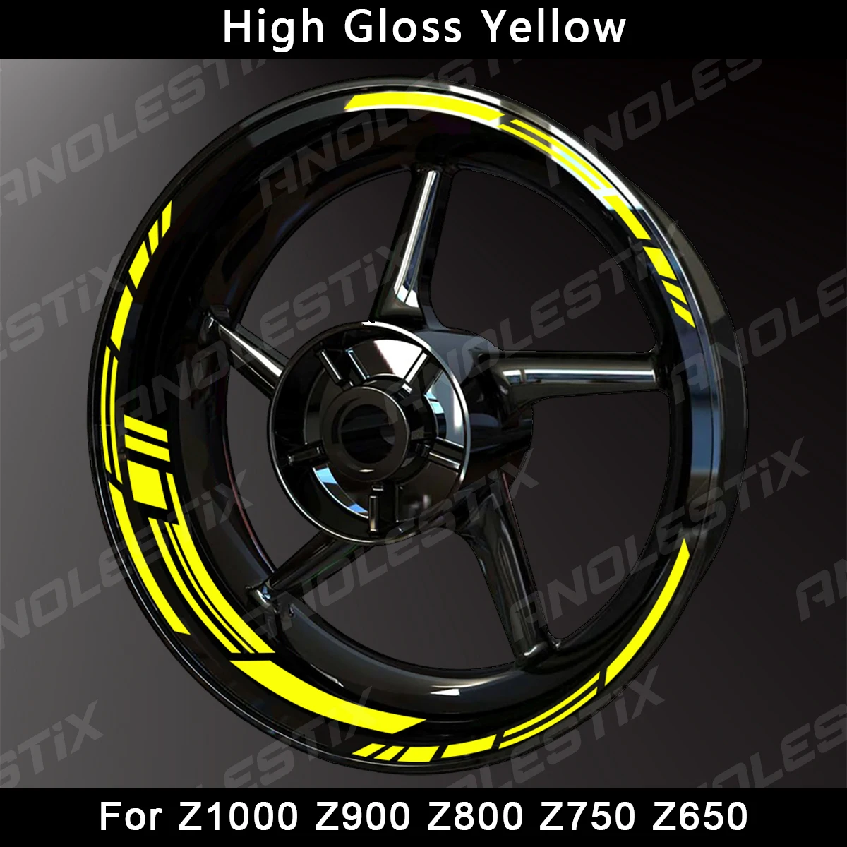 AnoleStix Reflective Motorcycle Wheel Sticker Hub Decal Rim Stripe Tape For Kawasaki Z1000 Z900 Z800 Z750 Z650