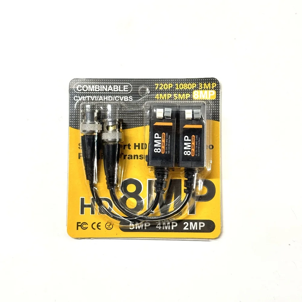 8MP BNC Video Balun Passive HD Twisted Pair Transmitter UTP Balun CCTV Accessories for CCTV AHD CVI TVI CVBS Camera