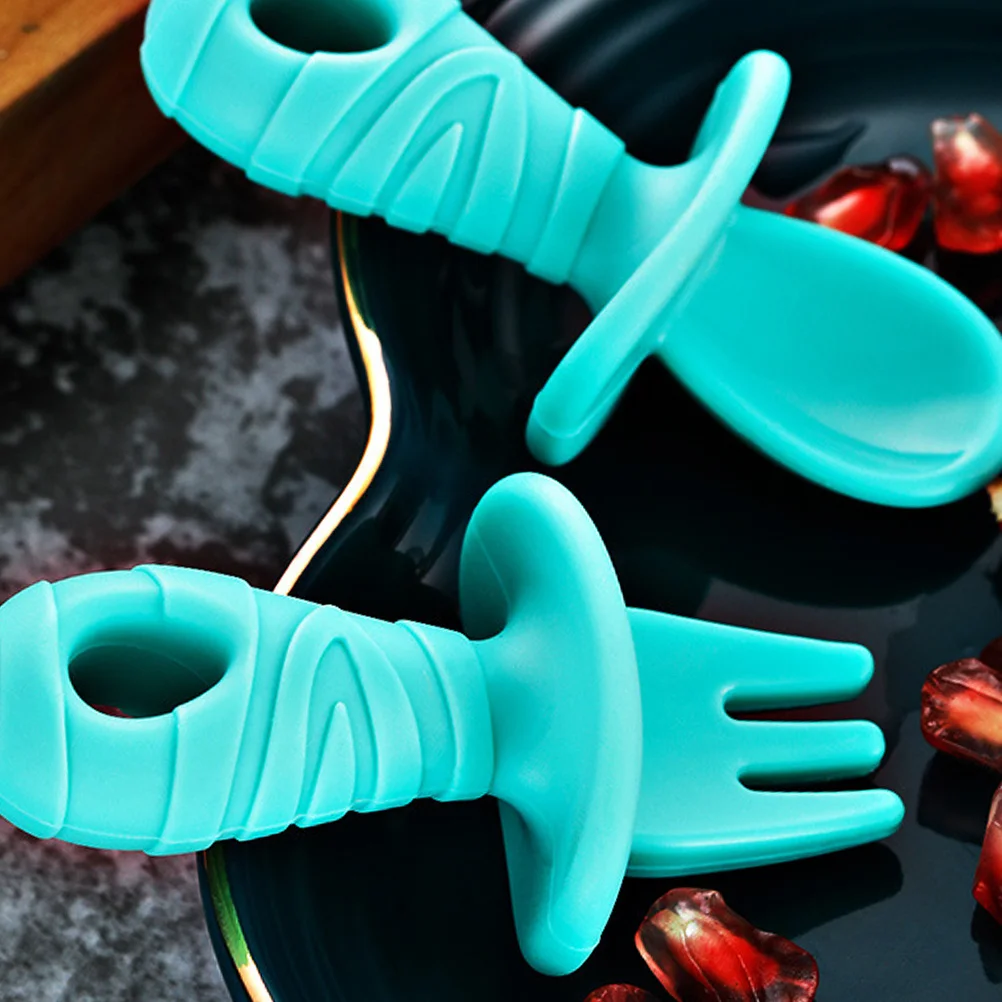 

Baby Spoon and Fork Set in Silicone Material for Infants Grasp Training Hand Eye Coordination Development Mealtime Essential