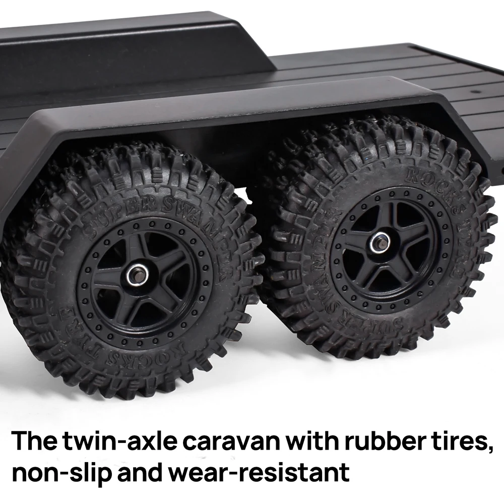 9IMOD Utility Trailer Flotbed Vehicle Troiler with Ball Head Hitch Twin-Axle  Trailer for 1/18 RC Crawler Car TRX4M Upgrade