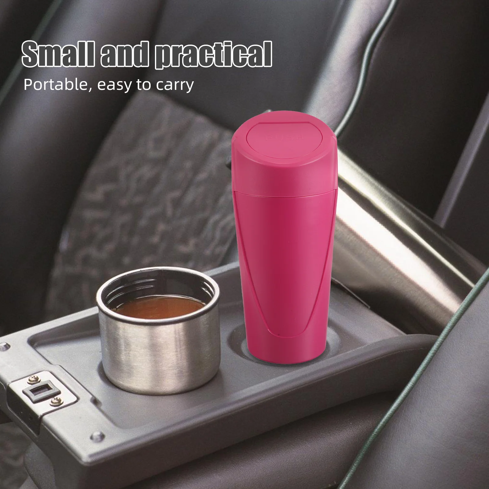 

iplusmile Mini Truck Garbage Can with Lid Leakproof Car Trash Bin Cup Holder Auto Accessories ABS Rosy
