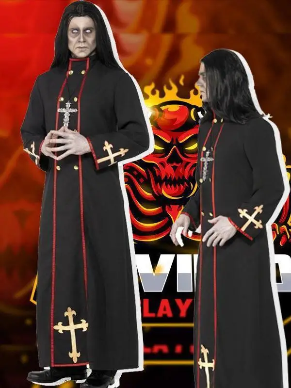 

Medieval Costume Set for Men And Women Priest Biop Cardinal Robe Outfit M Fem Cosplay Wizard Religious Attire