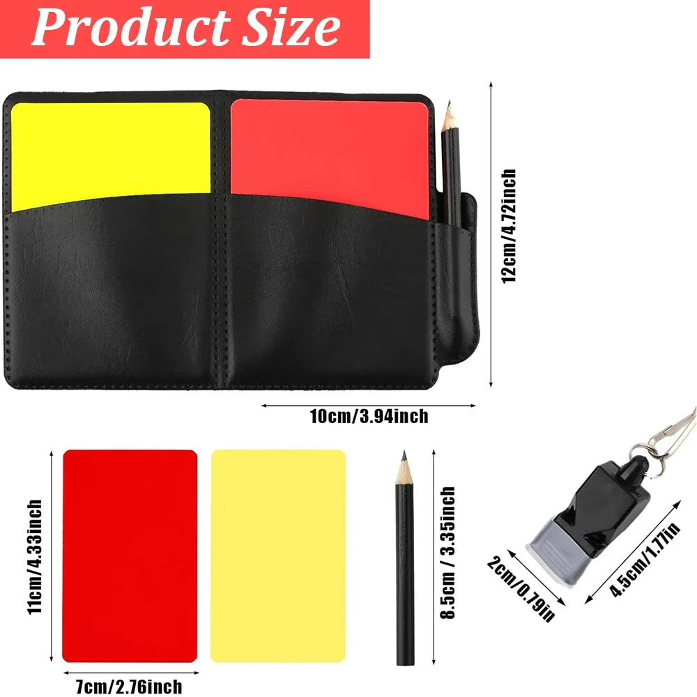 Soccer Referee Cards Set Scorebook Whistle Pencil Red and Yellow Warning Cards Metal Whistle with Sports Coach Referee Card Set