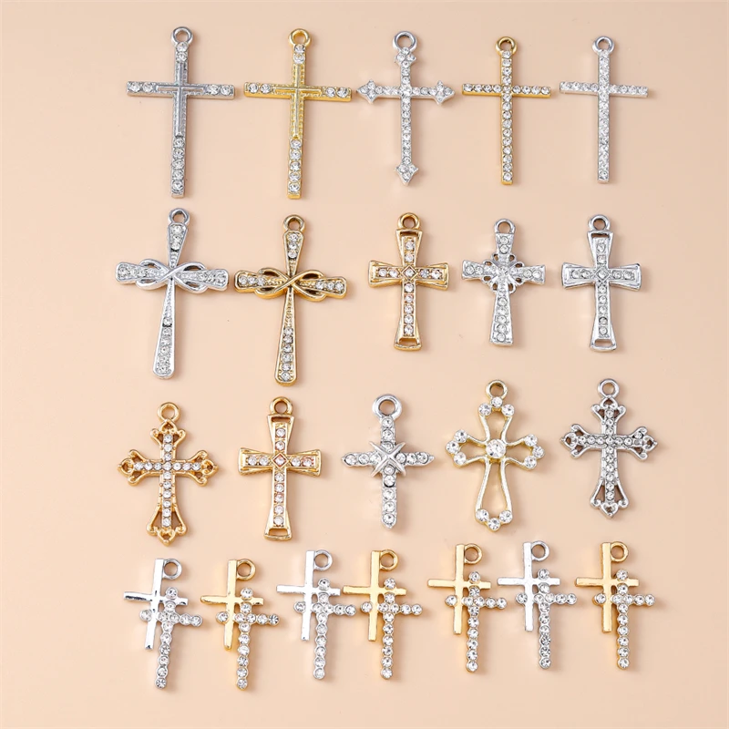 Duarte 20 Teile/los Nette Kristall Metall Kreuz Charms Anhänger für Schmuck Machen Ohrringe Halsketten Armbänder DIY Handwerk Zubehör – Detail 1
