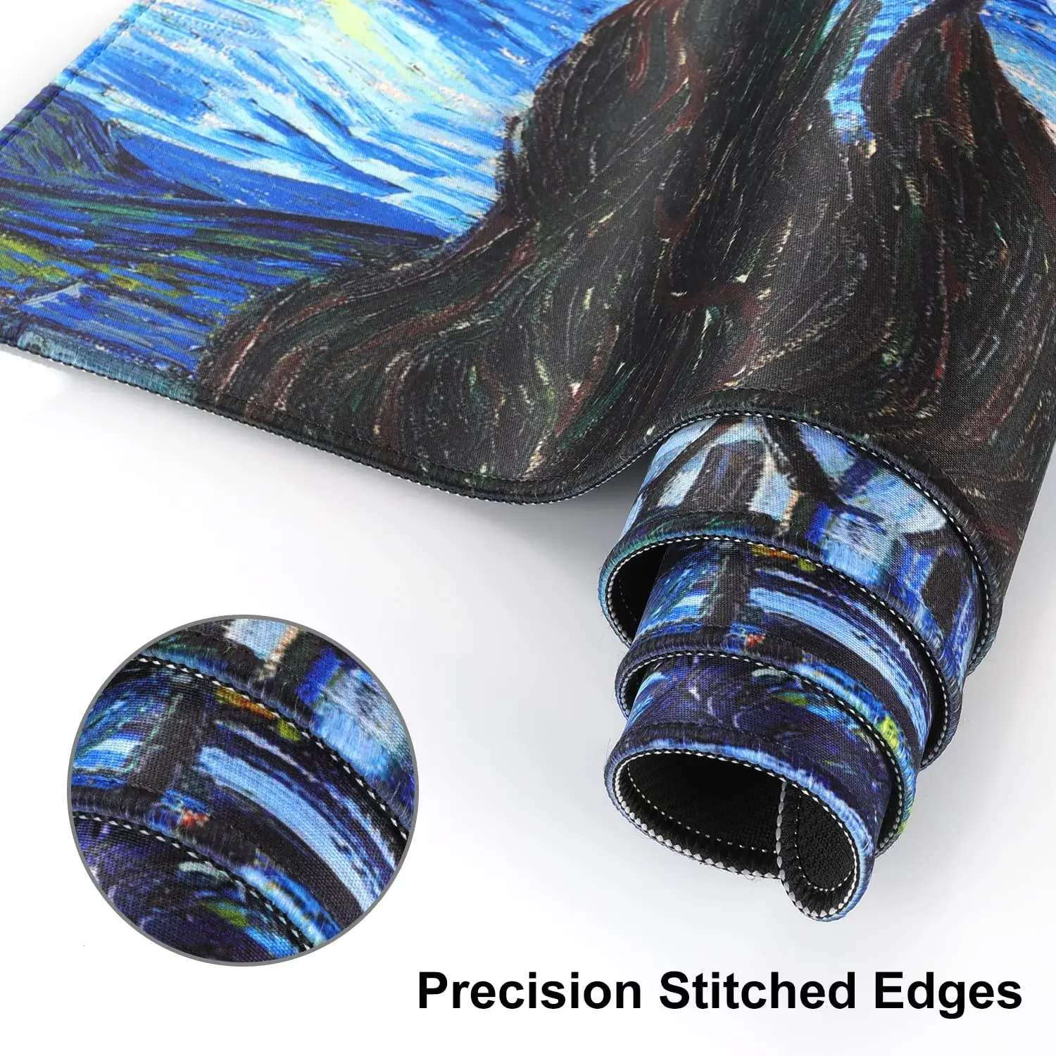 Starry Night Extended Gaming Mouse Pad Non-Slip Water-Resistant Rubber Base Computer Keyboard Mouse Mat Desk Protector for Work