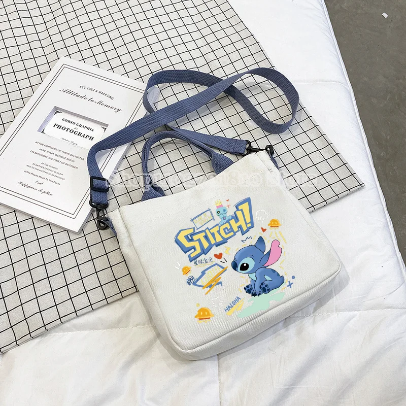 Stitch Canvas Tasche Jungen Mädchen Disney Niedliche Cartoon Anime Umhängetasche Schulterpaket Einfache leichte Handtasche Tragetaschen Geburtstagsgeschenk