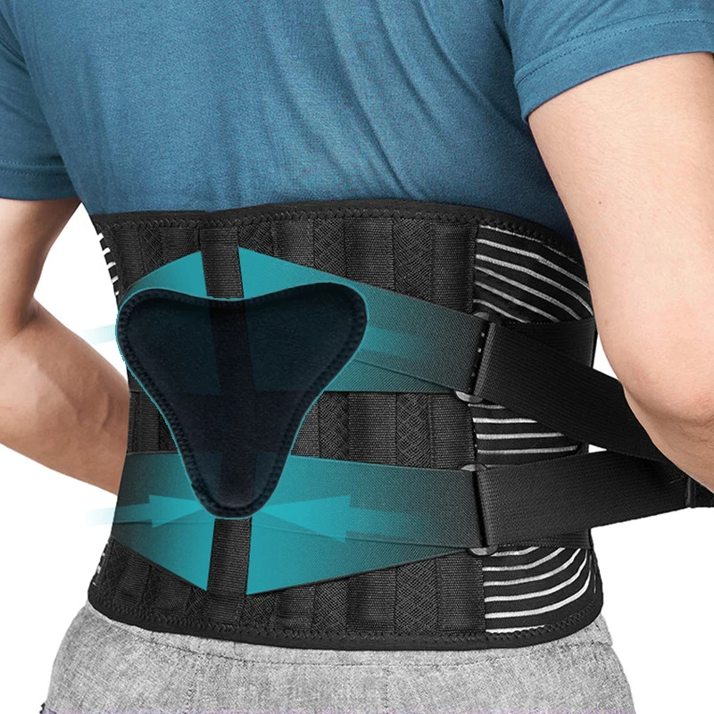 Back Braces for Lower Back Pain Relief with 6 Stays Breathable Back Support Belt Anti-skid lumbar with 16-hole Mesh for sciatica