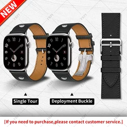 New Quality Calfskin Leather Single Tour Band For Apple Watch 11 10 9 8 7 6 Se 3 Iwatch Ultra 3 Strap Deployment Buckle Bracelet