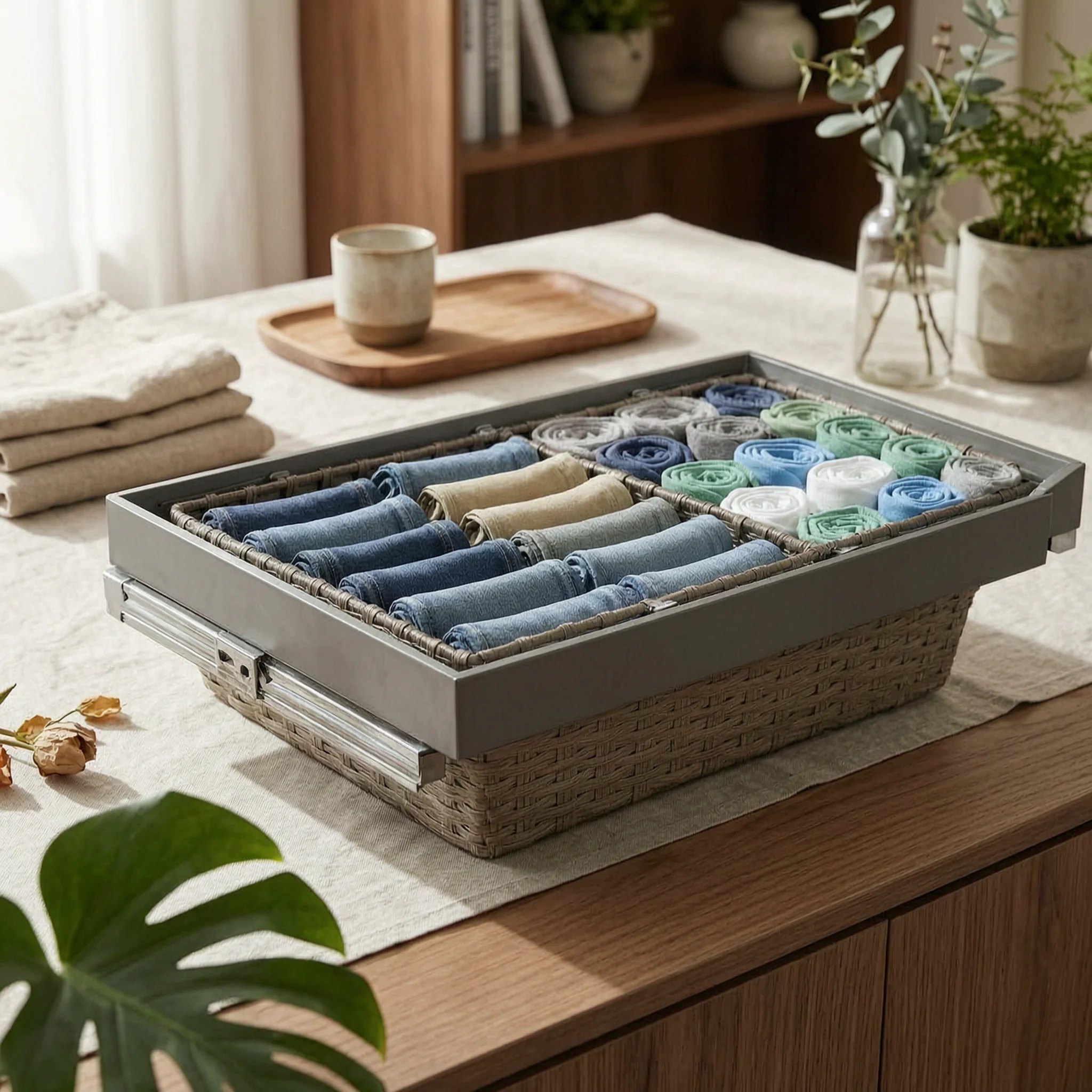 pull-out-pants-rack-soft-close-slide-out-woven-basket-pull-out-storage-basket-extendable-closet-storage-tray-sturdy-metal-frame