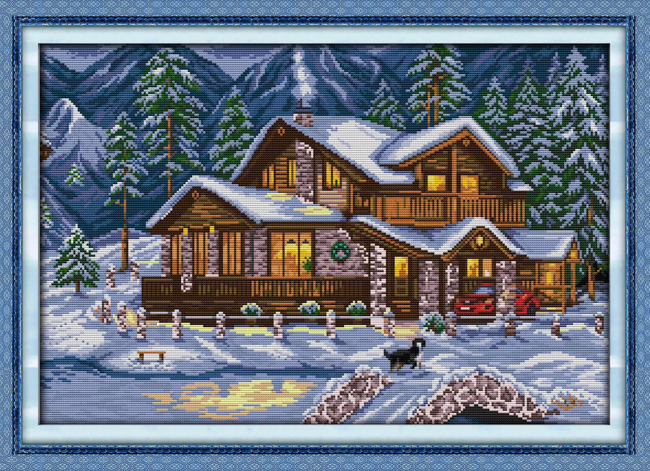 

Soulgift News Набор для вышивки крестом с предварительной печатью, штампованная ткань Аида с нитками DMC, набор для вышивания - теплая зима