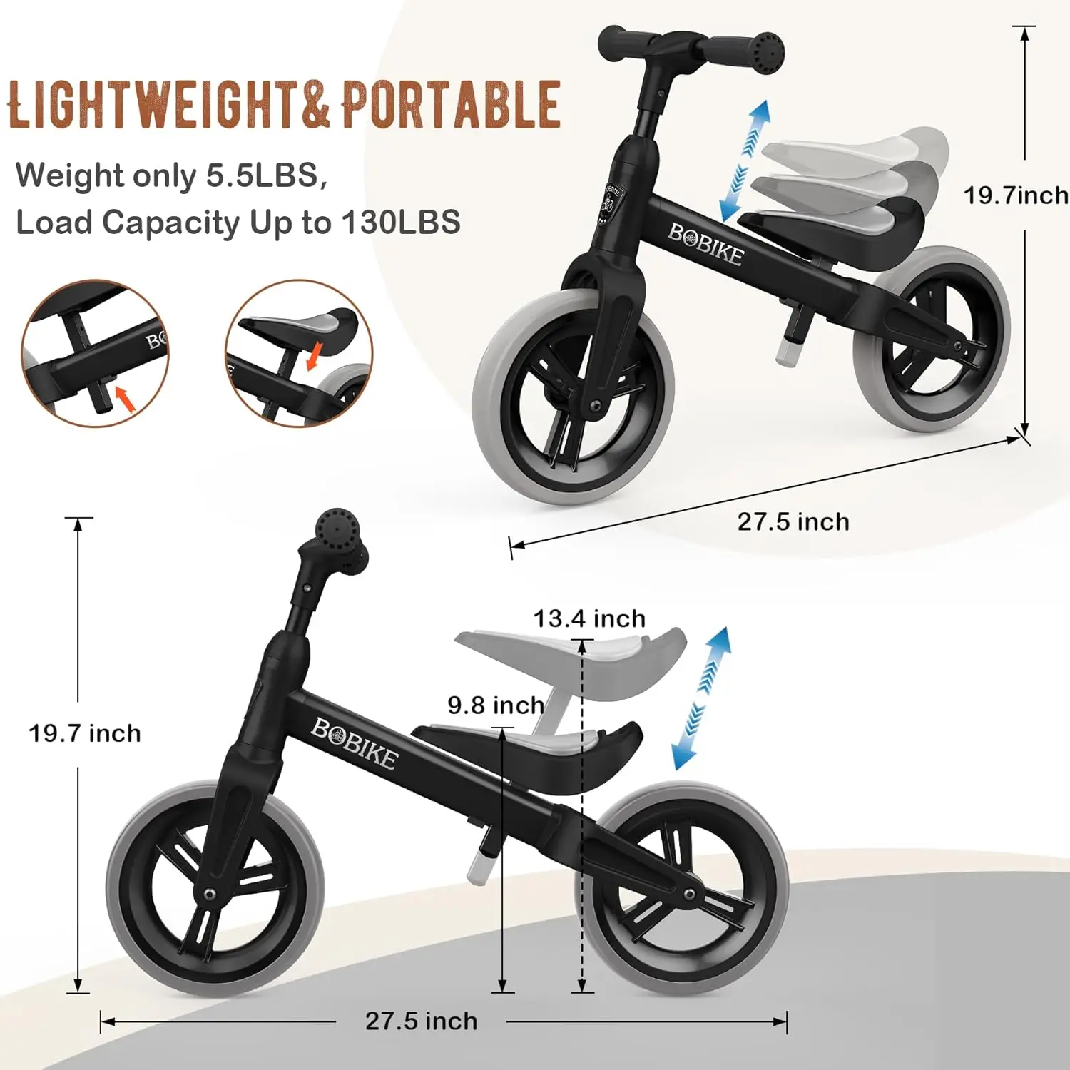 Toddler Balance Bike Toys for 1 to 4 Year Old Girls Boys Adjustable Seat and Handlebar No-Pedal Training Bike Best Gifts for Kid