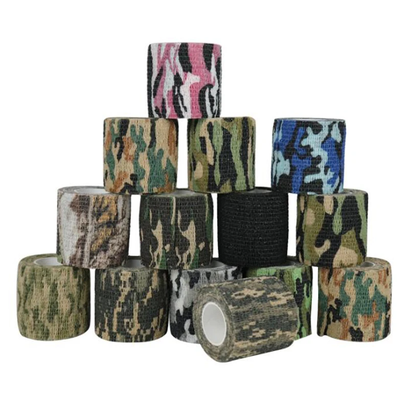 Hunting Army Camo Elastic Tape Durable Disposable Waterproof EDC Survival Band Wrist Wound Bandage Sports Support Tattoo Wrap