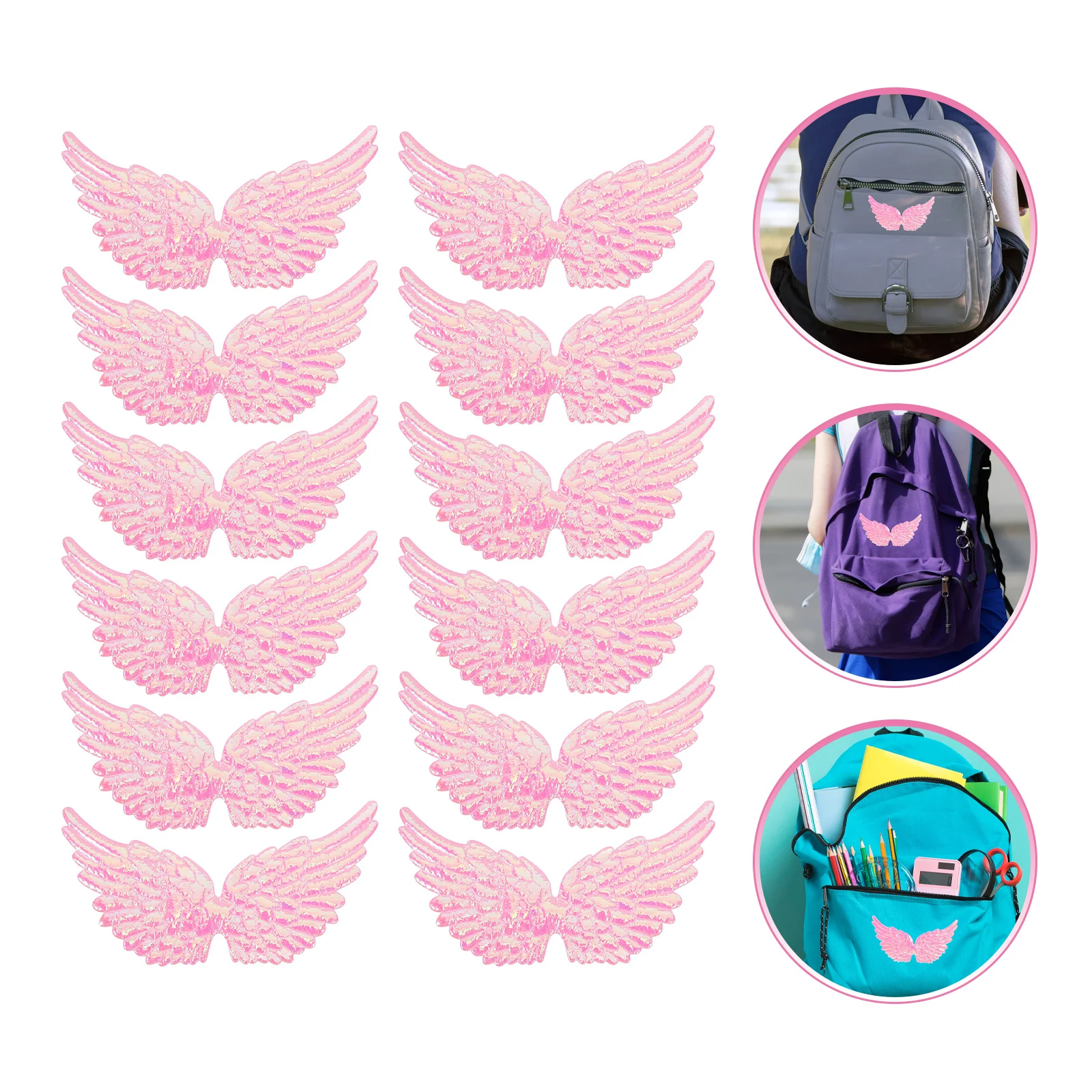 

12Pcs Pink Mini Decorative Angel Wings Fabric Patches for DIY Clothes Bag Jacket Accessories DIY Wing Wing Decor