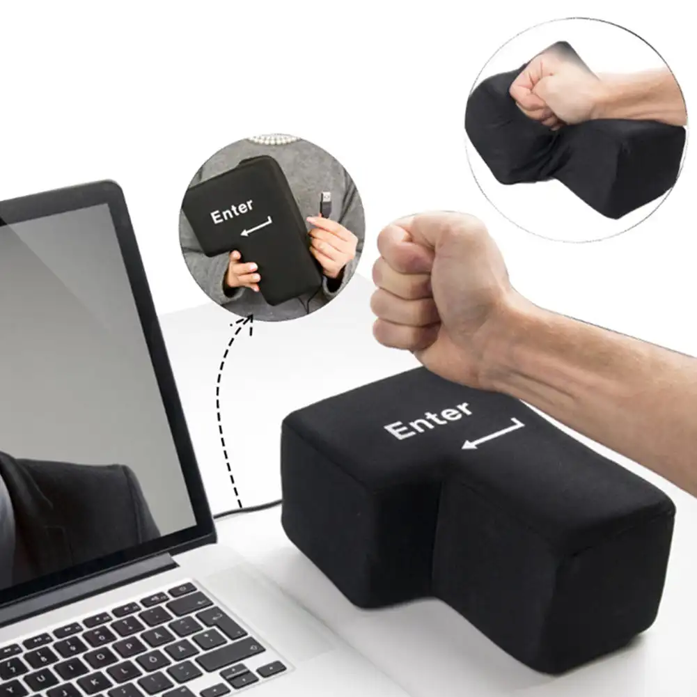 USB Enter Key Computer Button Return Key Vent Pillow Soft For Offices Decompression Pillow Stress Relief Toy Enter Huge Button