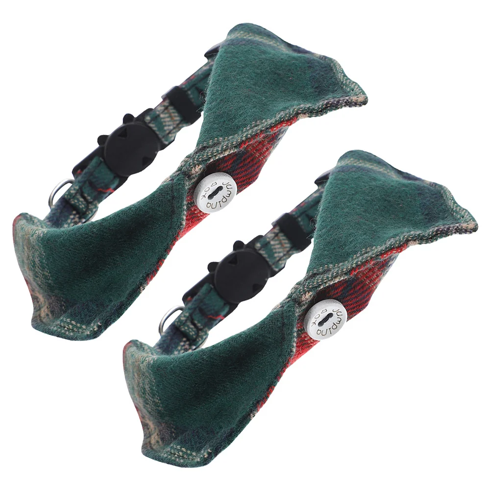 

2 Pcs Cat Collar Cute Collars Decorate Safety with Bell Cloth Kitten for Kittens