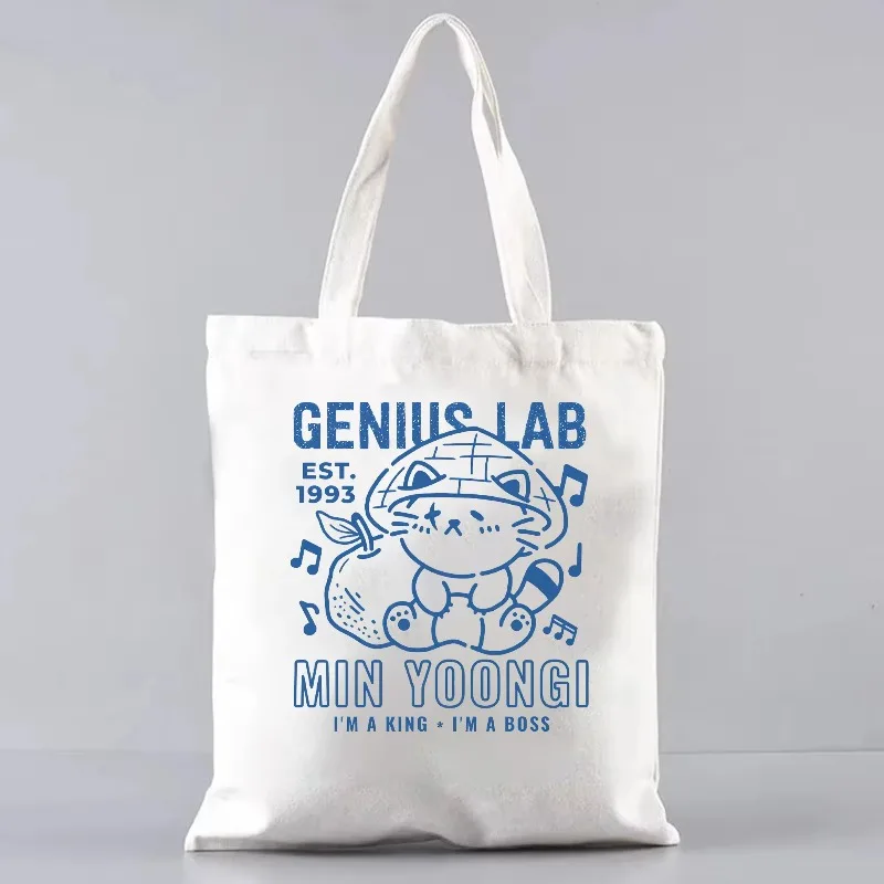 Genius Lab Yoongi حمل حقيبة Kpop الجمالية Y2K حقيبة كتف الموضة Kpop حمل حقيبة المرأة عادية المحمولة حقيبة كتف قابلة لإعادة الاستخدام