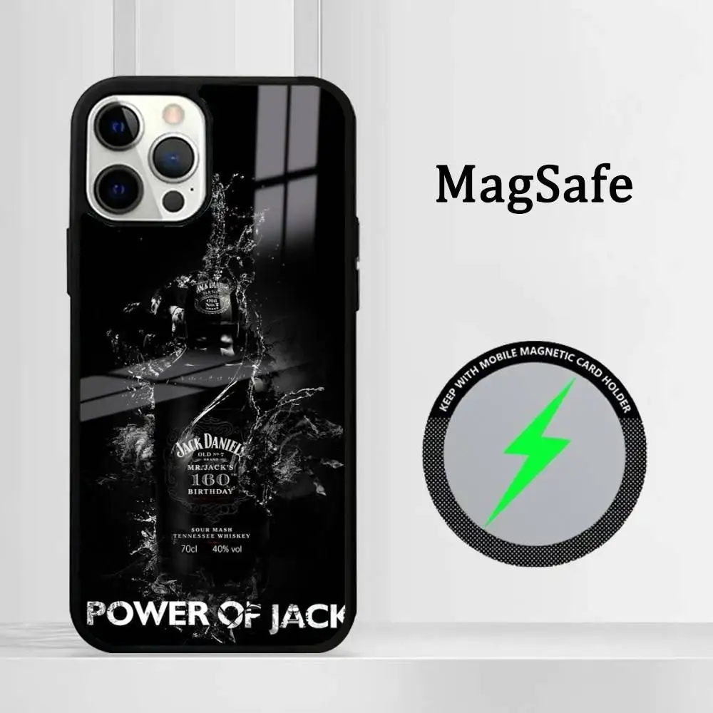 

J-Jack D-Daniels Phone Case Magnetic Glass Phone Case For Iphone 16 15 14 12 11 13 Pro Max Mini Puls Cover