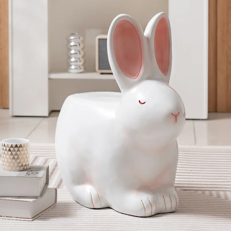 

Cute bunny changing stool modern simple ins cream style synthetic resin anti slip low stool small stool for children