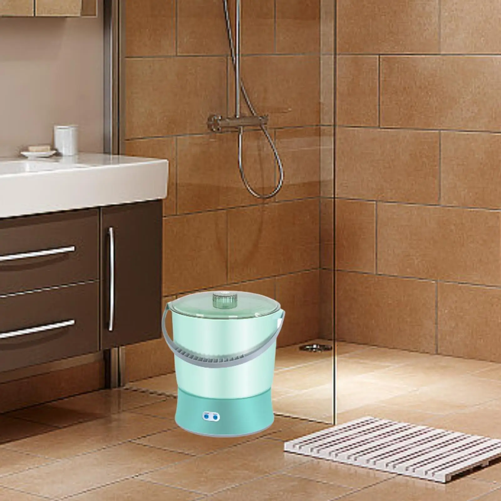 غسالة غسيل صغيرة 8 لتر، دلو غسيل صغير عملي وخفيف الوزن، غسالة صغيرة مدمجة لجوارب السفر