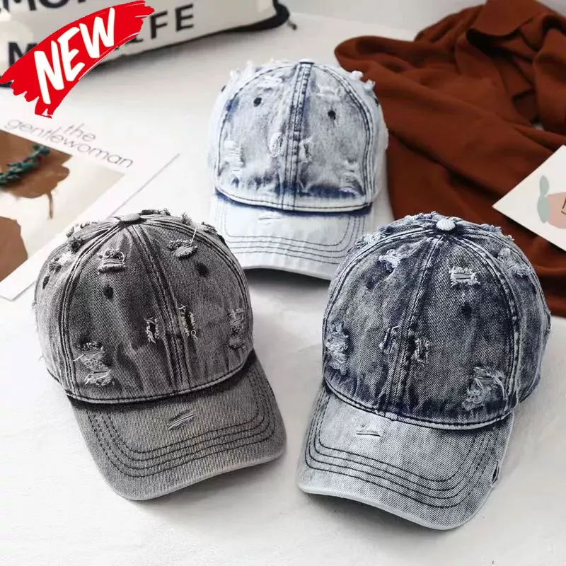 Vintage ล้างผ้าฝ้ายเบสบอลหมวก Denim Trucker หมวกพ่อปรับแฟชั่นกีฬากลางแจ้งเบสบอลหมวกสําหรับชายหญิง