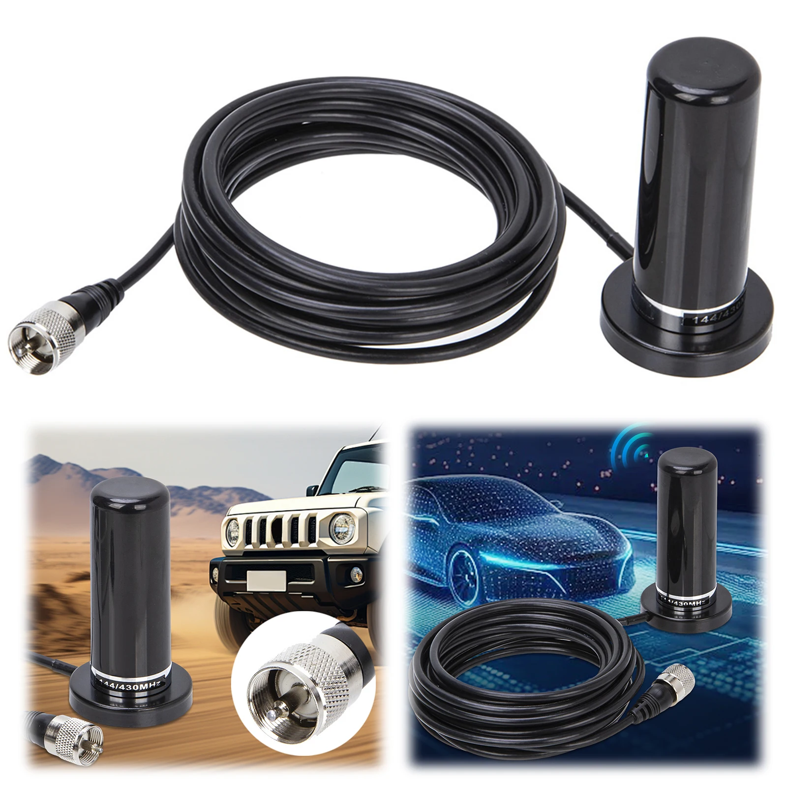 

Двухдиапазонная автомобильная антенна для радиолюбителей VHF/UHF с разъемом PL259 и удлинительным кабелем для базового блока