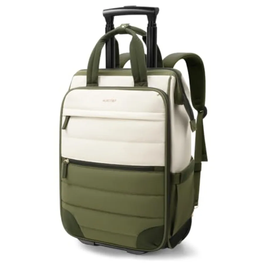 

Rolling Puffer Backpack for Women, Travel Backpack with Wheels, 16 Inch Wheeled Laptop Backpack, Dual-Opening Design Overnight