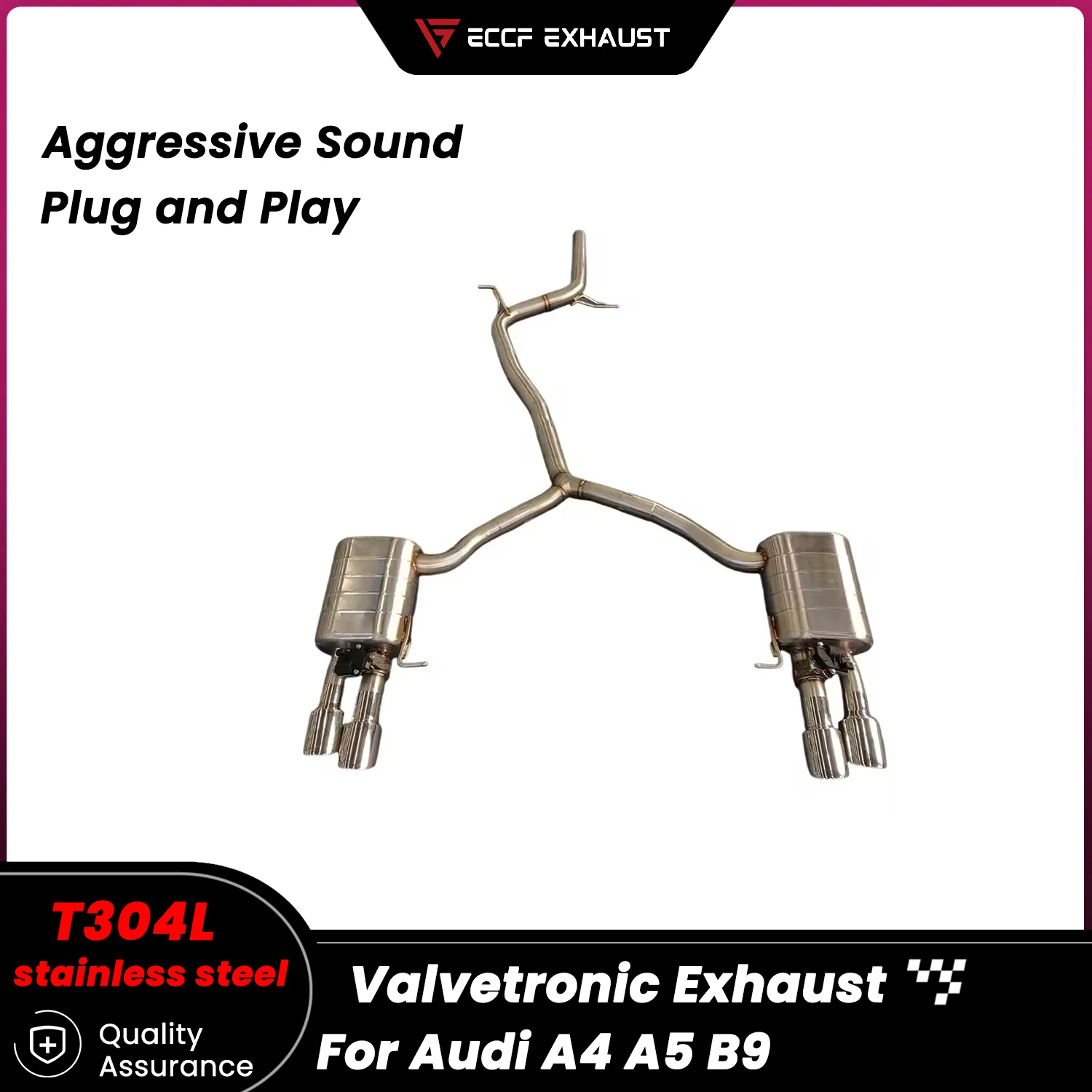 

Aggressive Sound Valvetronic Exhaust Stainless Steel Catback Exhaust for Audi A4 A5 B9 Unleash Maximum Performance