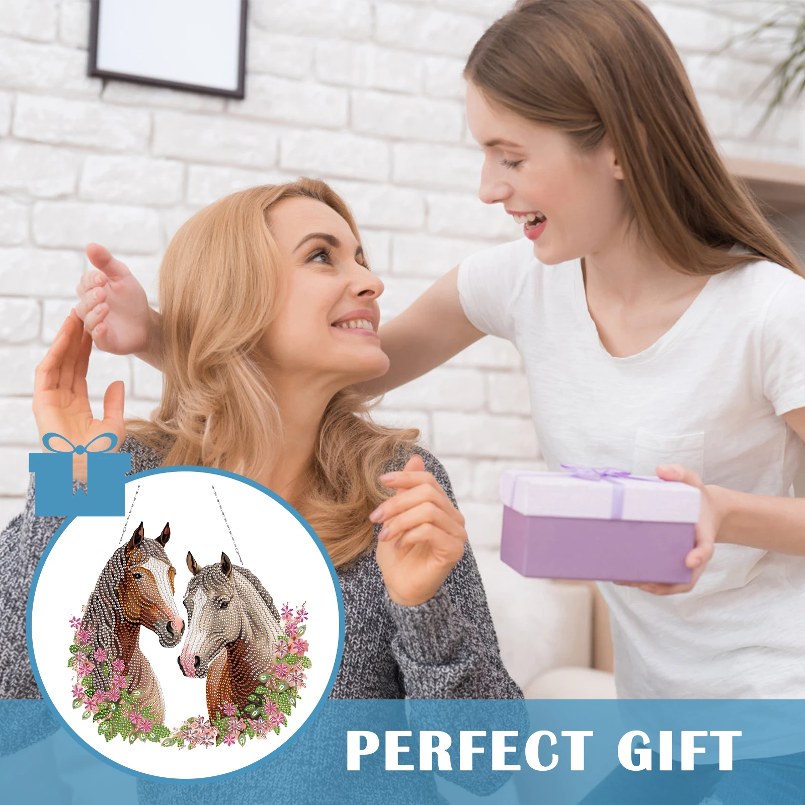 

Horse 2D Flat DIY Diamond Painting Set Diamond Art Pendant Home Wall Decor