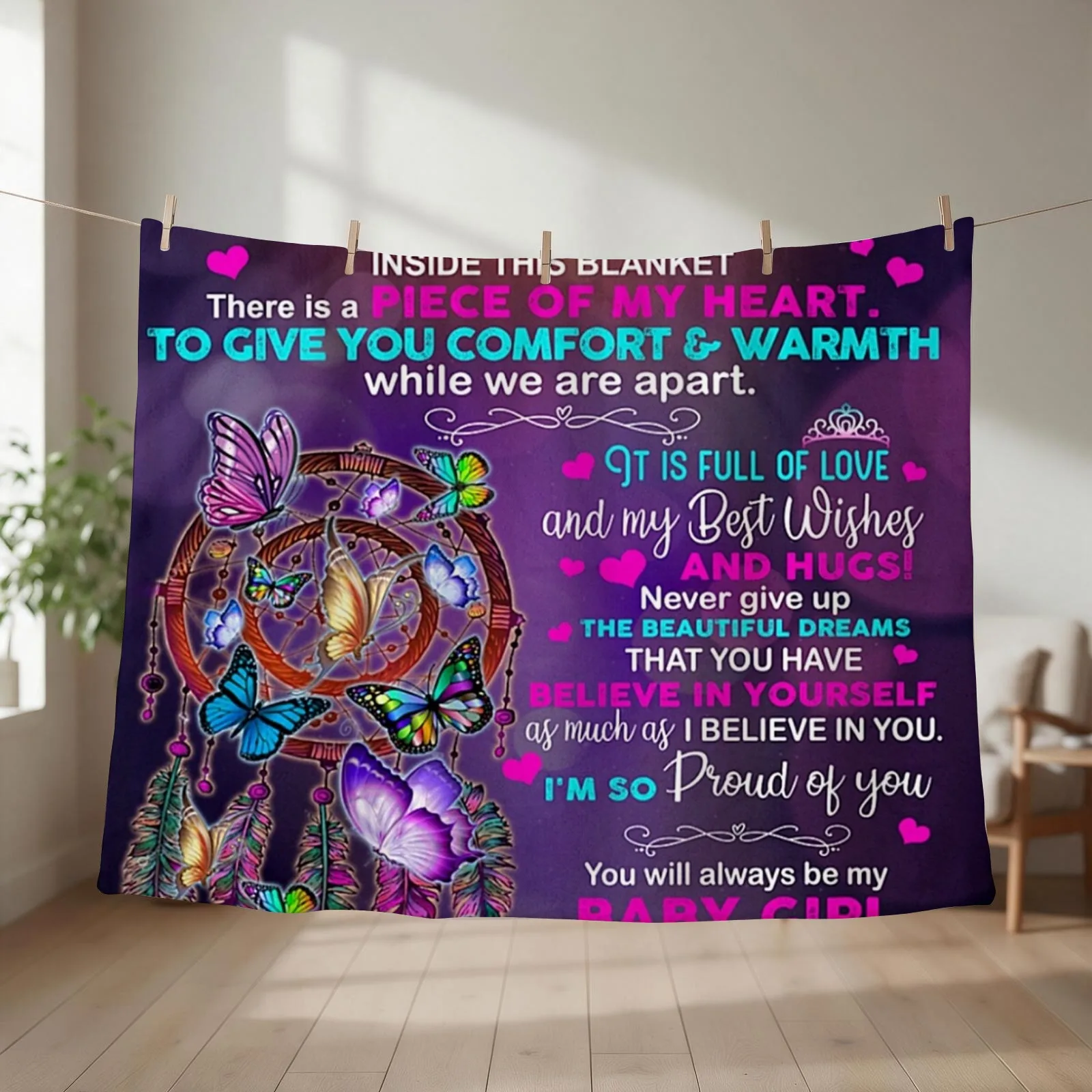 To My Daughter Inside This Blanket Throw Blanket couch cozy soft plush fuzzy picnic outdoor blanket