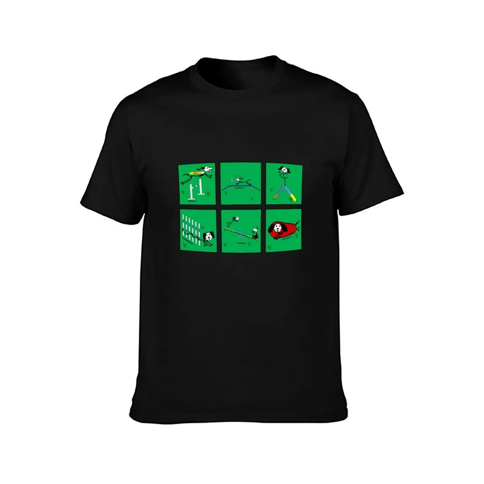 Agility dog - the full course! T-Shirt Summer Casual Cotton Tee Oversized Streetwear Tops Vintage Graphic Print 100% Cotton