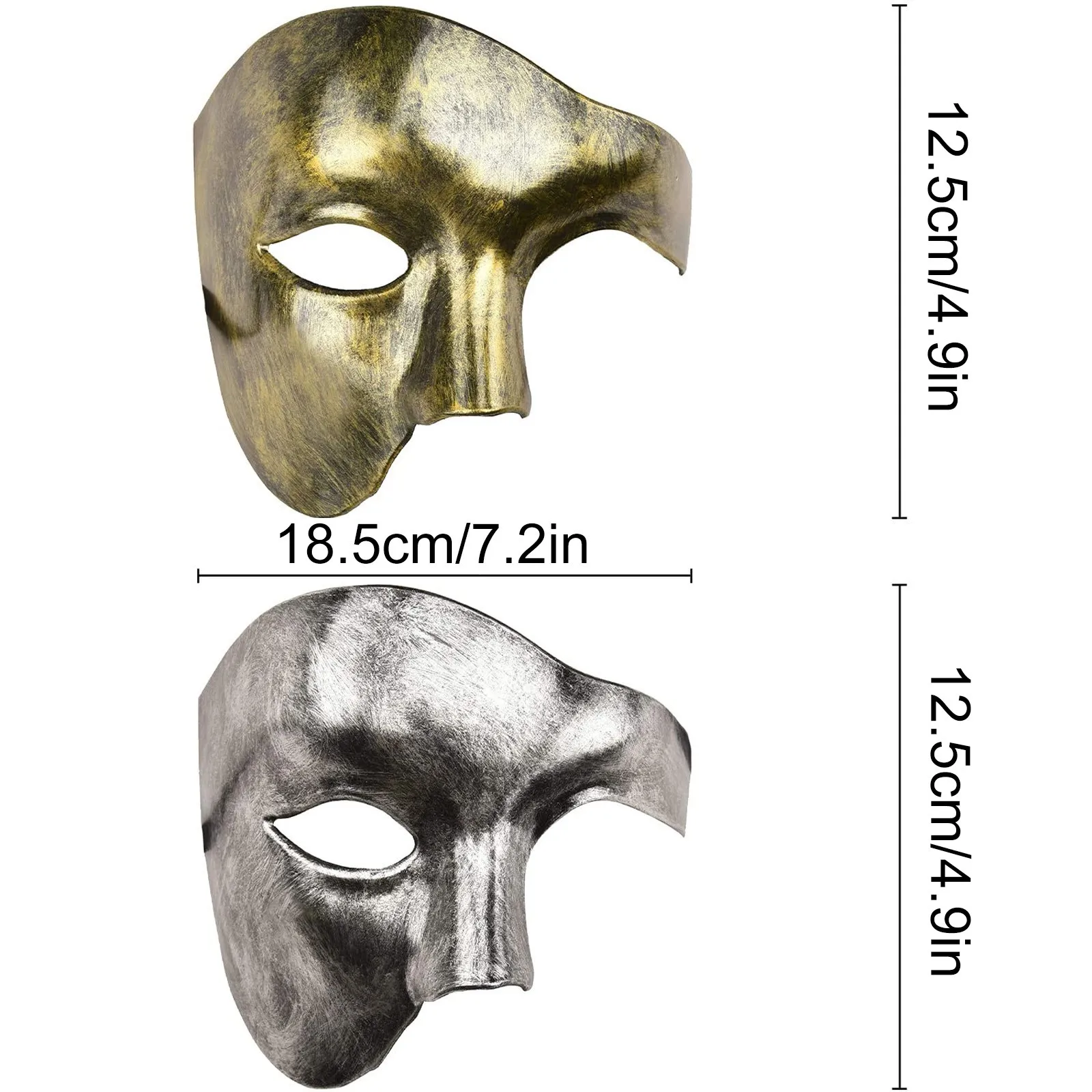 Máscara de mascarada para hombre, máscara de mascarada de Halloween, Vintage Italia, fantasma masculino de la ópera, vestido de fiesta de vacaciones de media cara