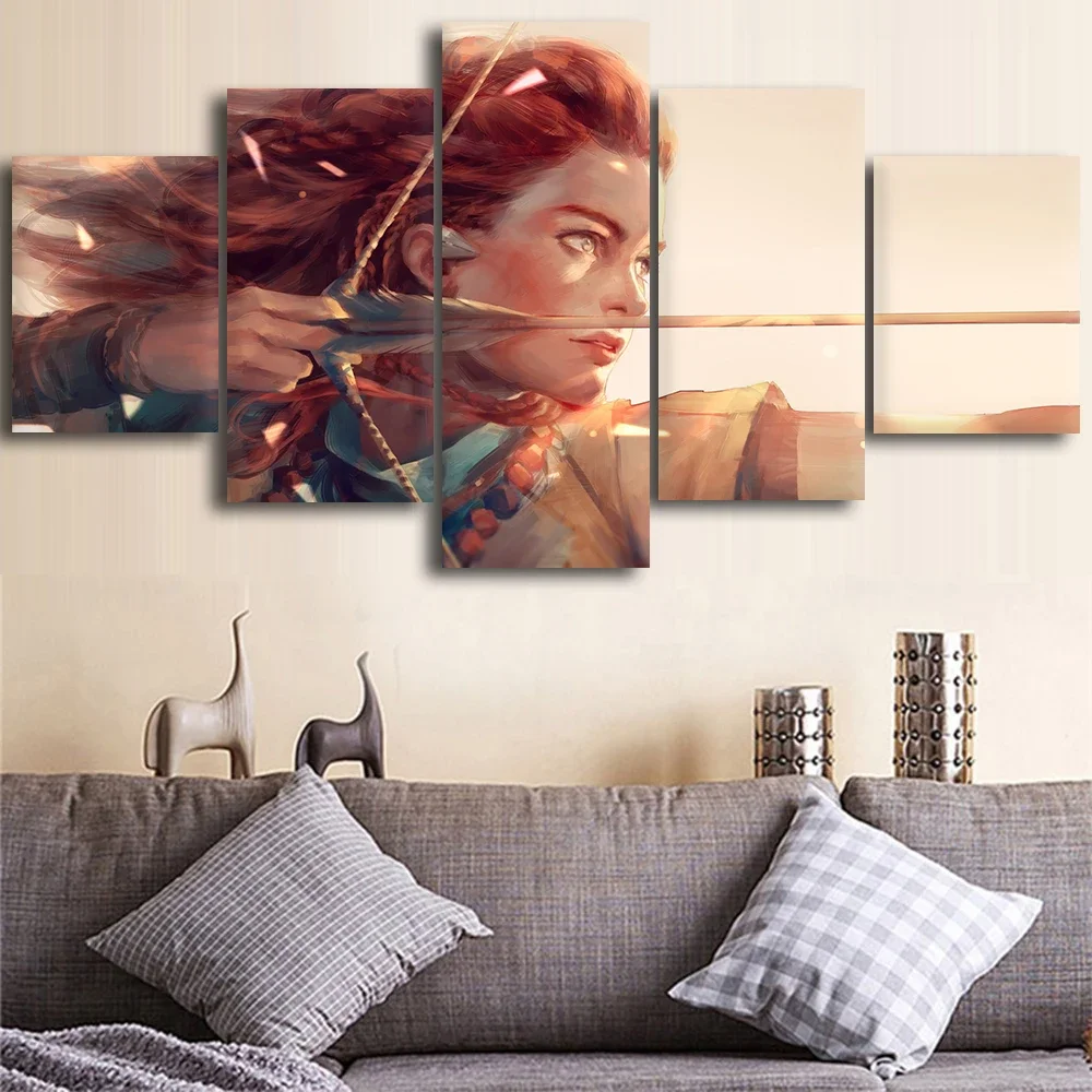 Unframe 5Pcs Game Horizon Zero Dawn Pictures Wall Art Home Decor Posters Canvas HD Prints Paintings for Living Room Decoration