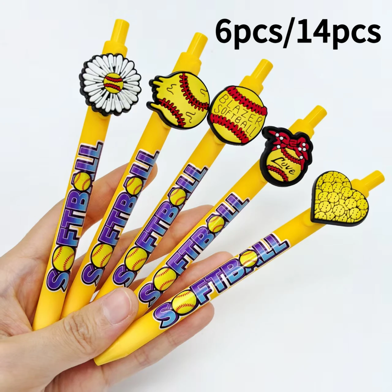 Penna a sfera da baseball da 6 pezzi/14 pezzi, penna per scrivere con pressa a sfera sportiva appassionata, cancelleria regalo per sport da baseball