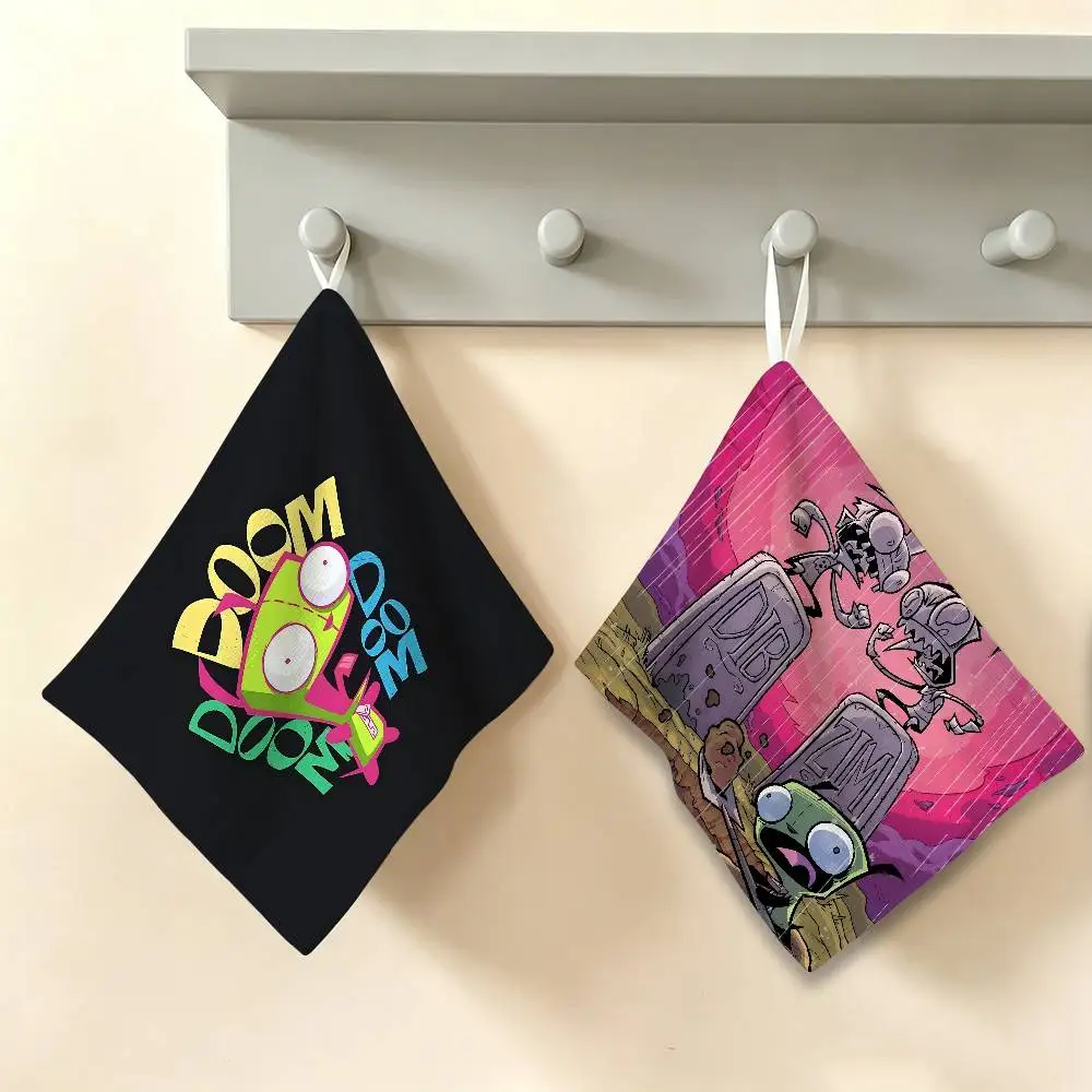 I-Invader Anime Z-ZIM Polyester Cotton Hanging Kitchen Towel, Absorbent Hand Wiping Cloth for Daily Cleaning Drying