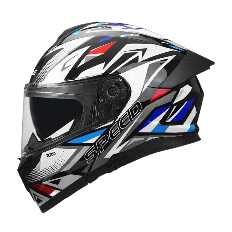 Motorcycle Double Mirror Peeling Helmet Cycling Locomotive Unisex Winter Warm Safety Helmet